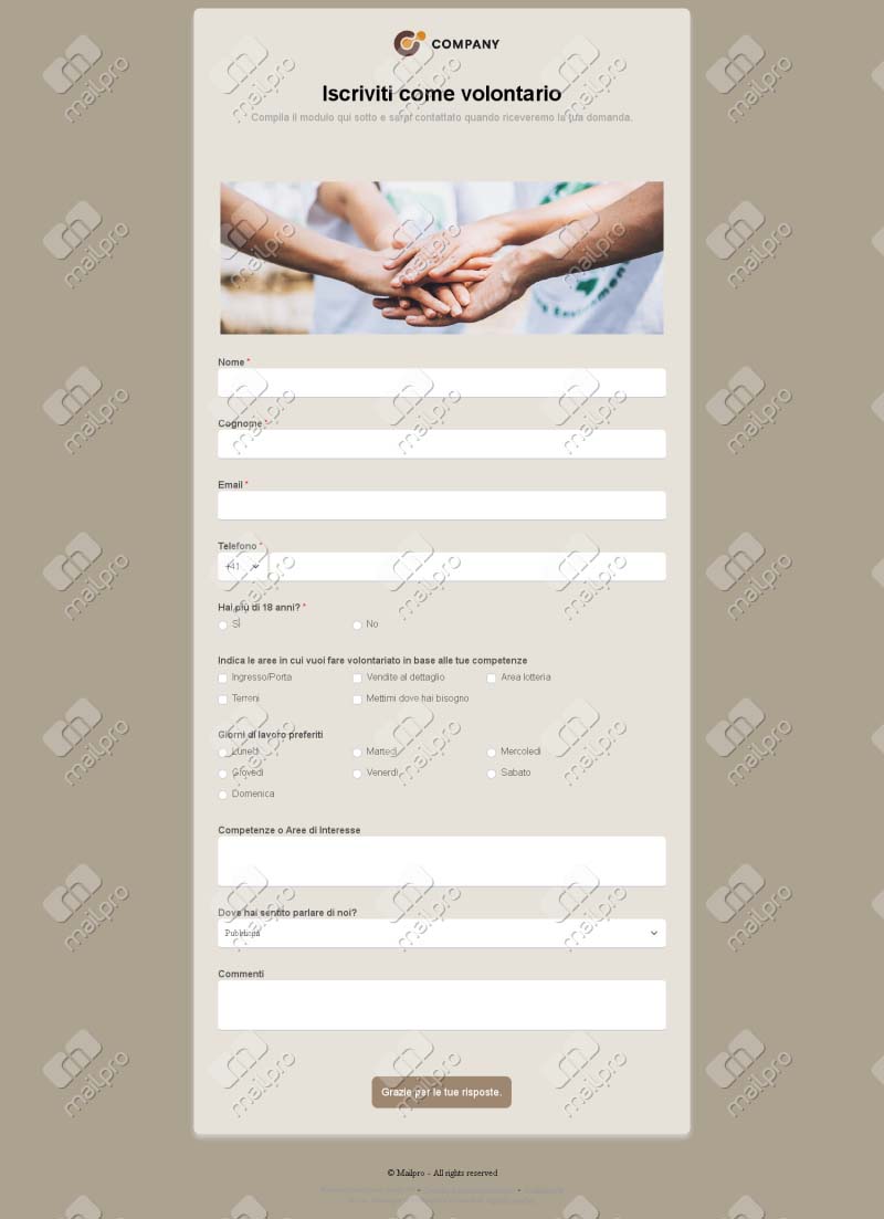 Iscrizione Volontariato