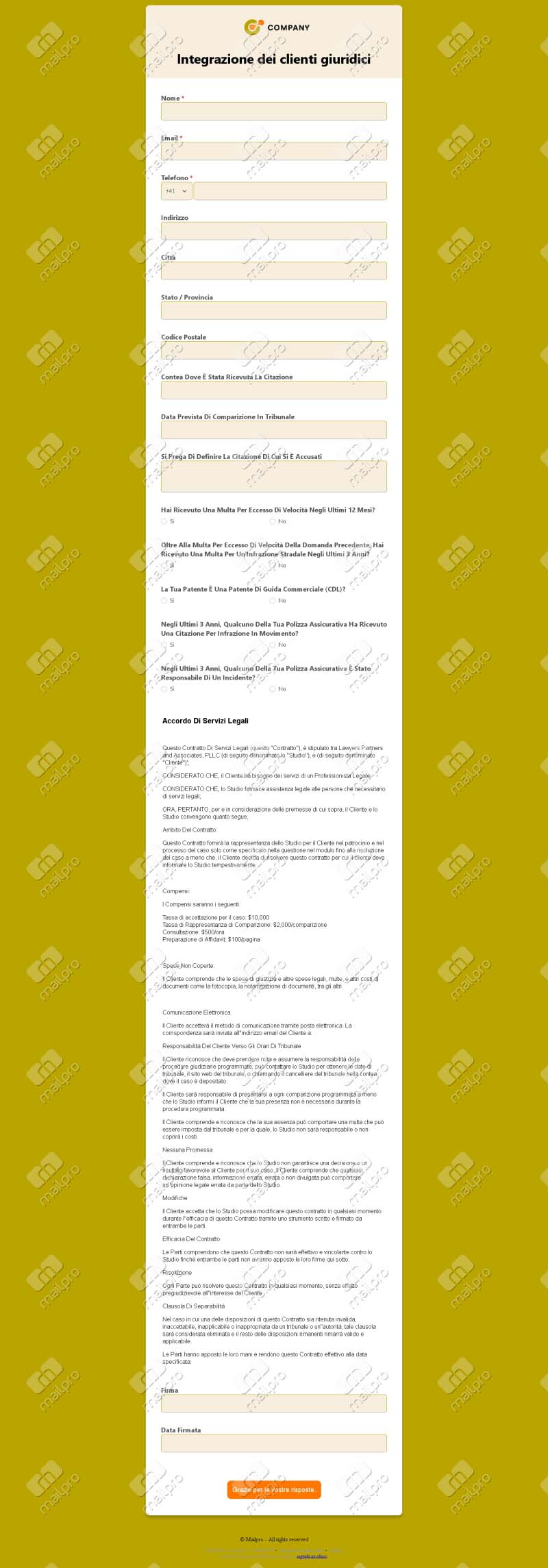 Onboarding Clienti Legali