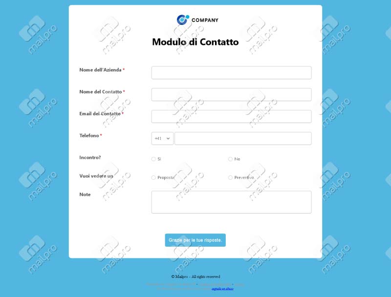 Modulo di Contatto Professionale