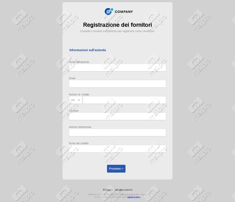 Modulo di Registrazione Fornitori