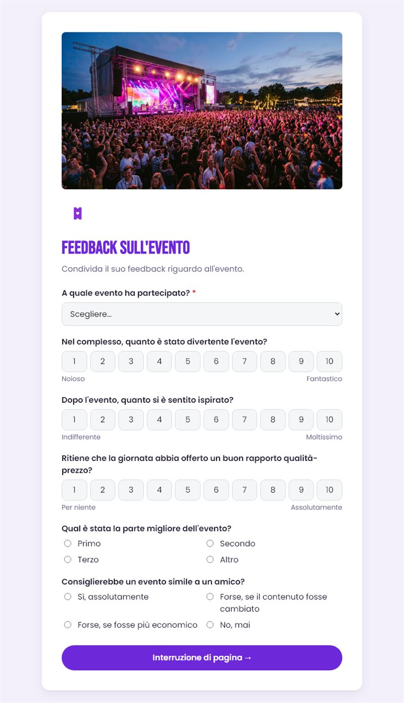 Feedback sull'evento