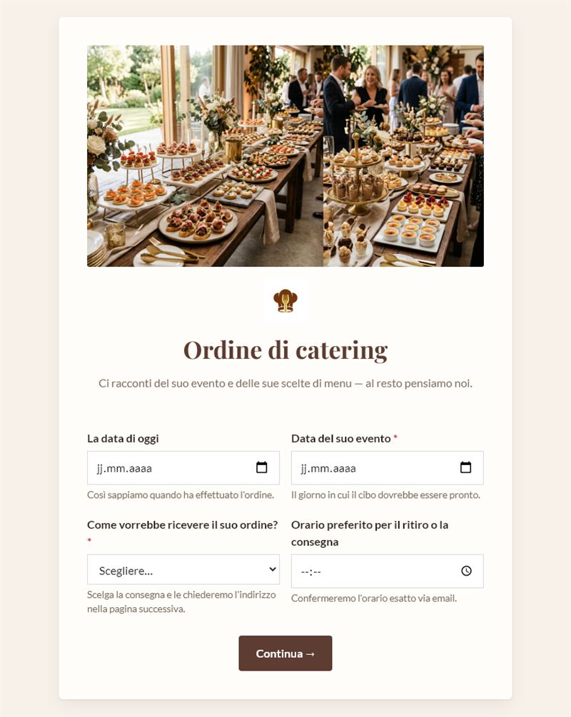 Ordine di Catering Online
