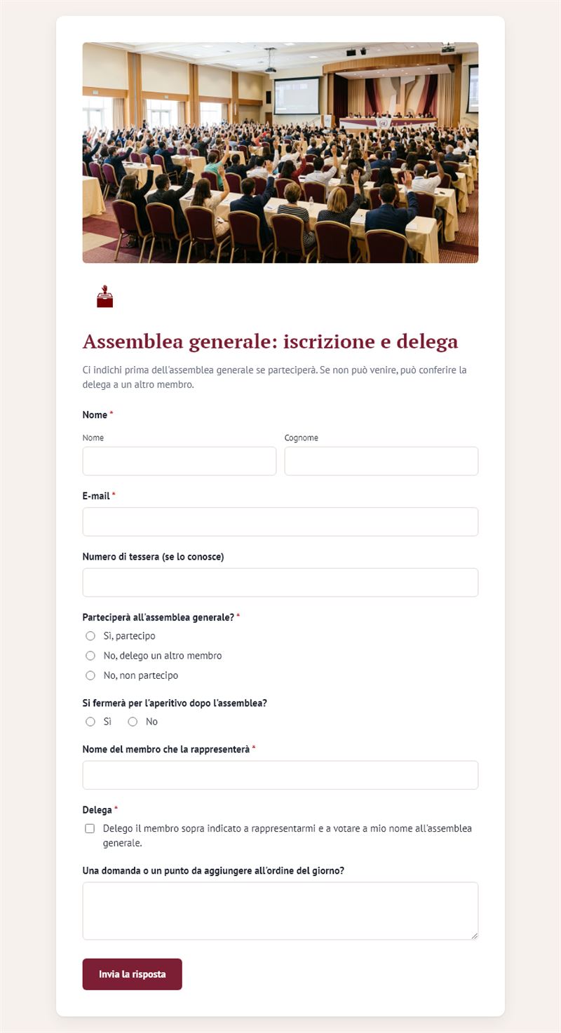 Assemblea generale: iscrizione e delega