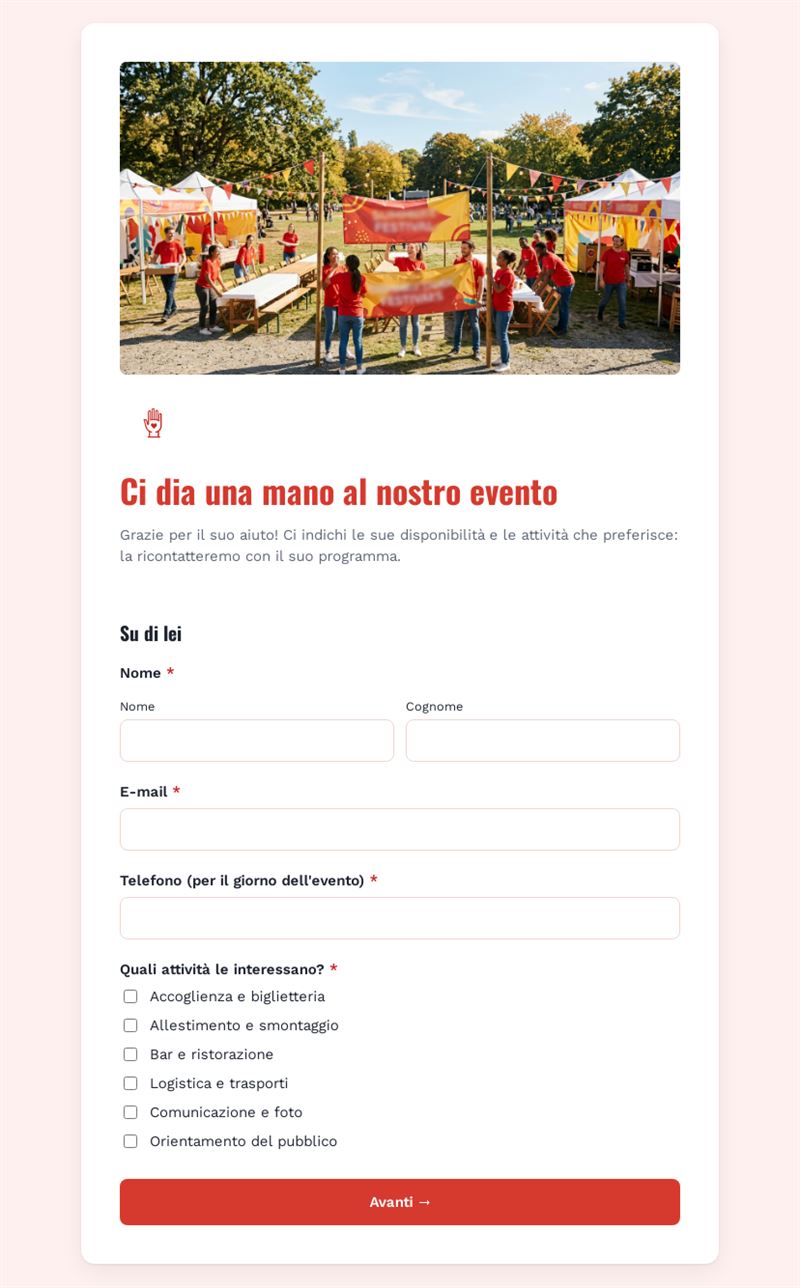 Ci dia una mano al nostro evento