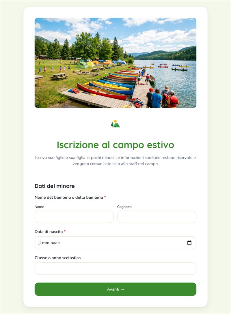 Iscrizione al campo estivo