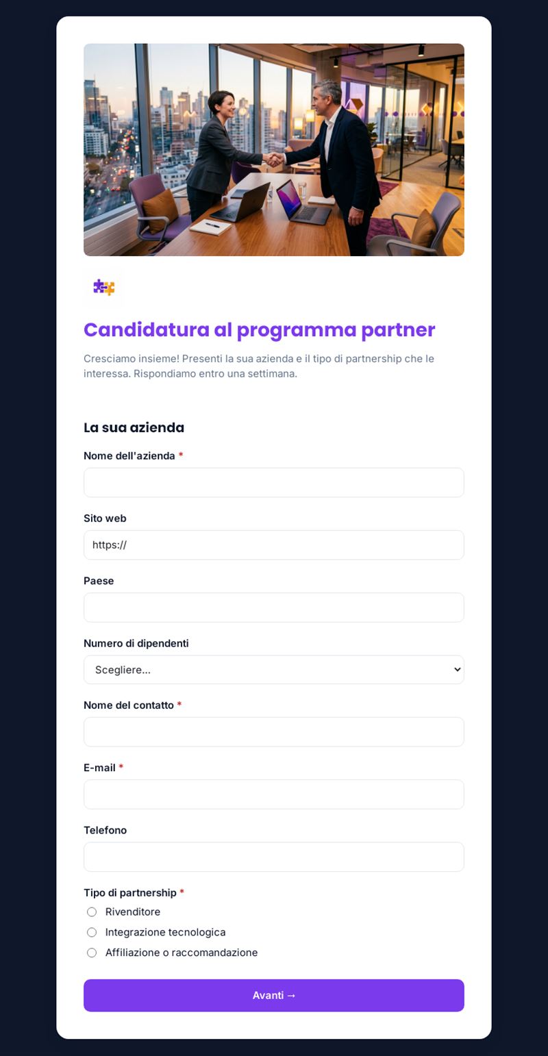 Candidatura al programma partner