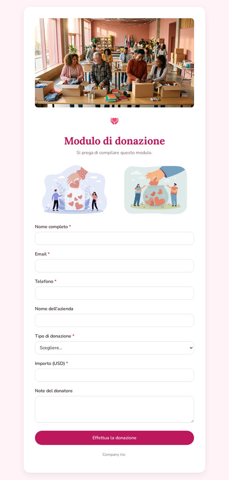 Modulo Donazioni Online