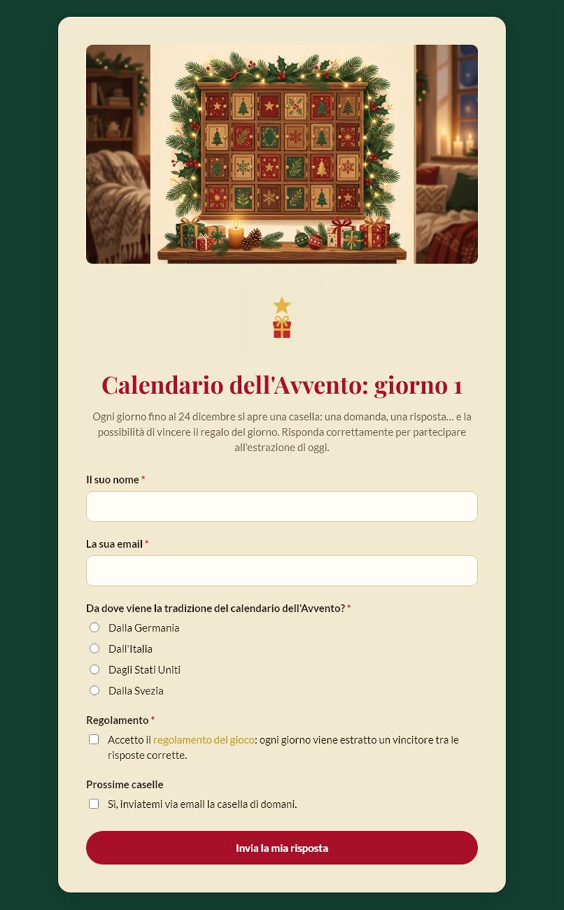 Calendario dell'Avvento: giorno 1