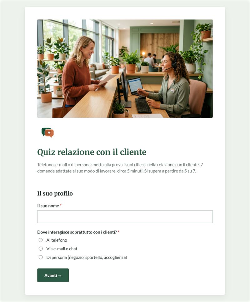 Quiz relazione con il cliente