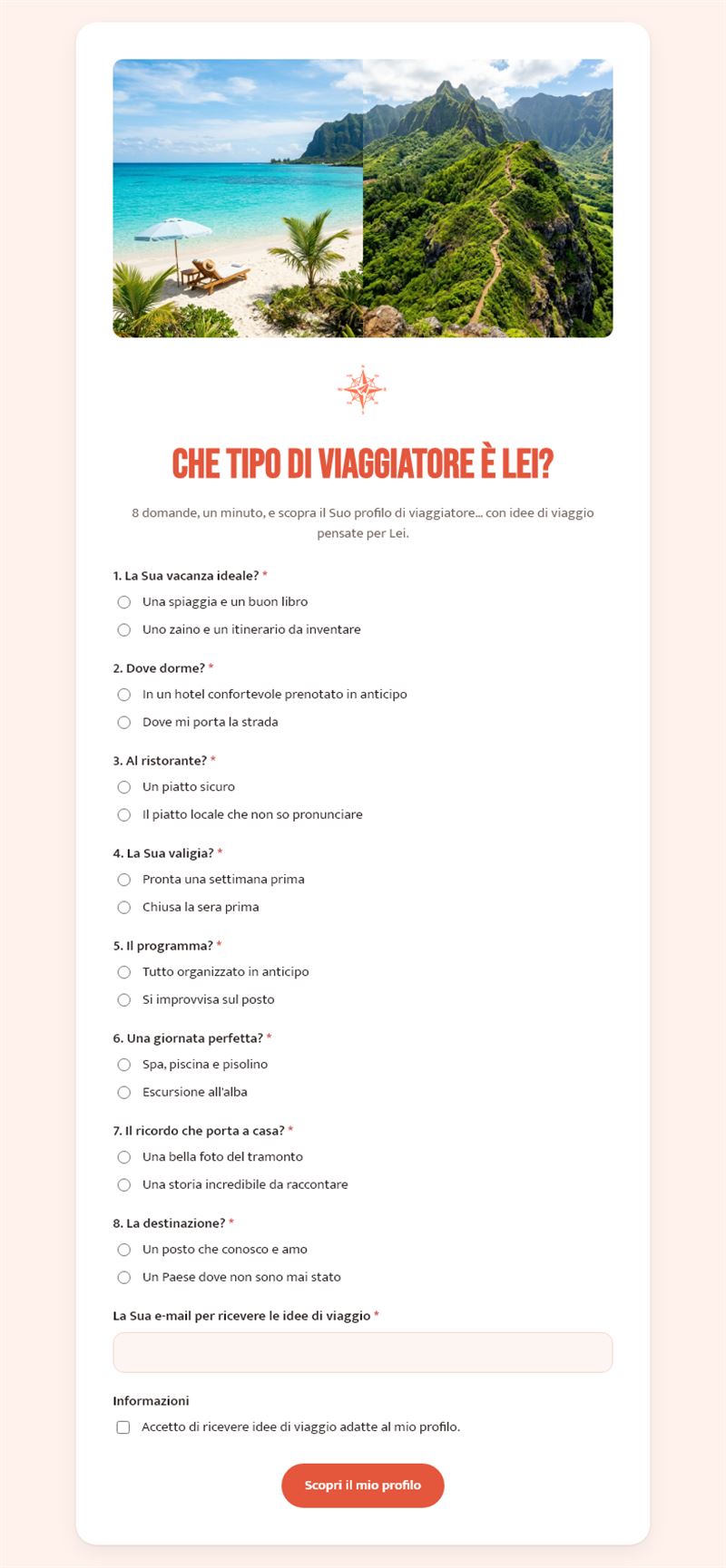 Che tipo di viaggiatore è Lei?