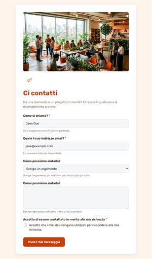Modulo di contatto con argomento