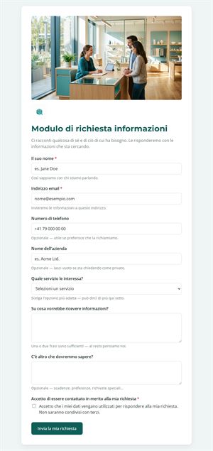 Richiesta di informazioni su prodotto o servizio