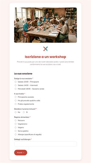 Iscrizione a un workshop
