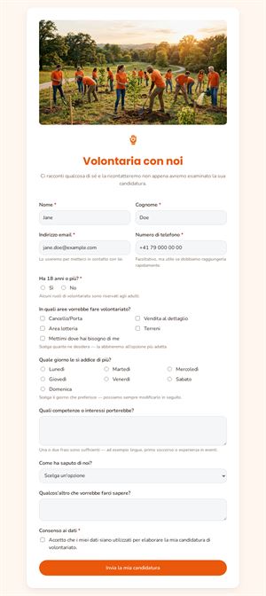 Iscrizione Volontariato