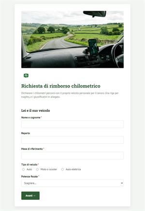 Richiesta di rimborso chilometrico