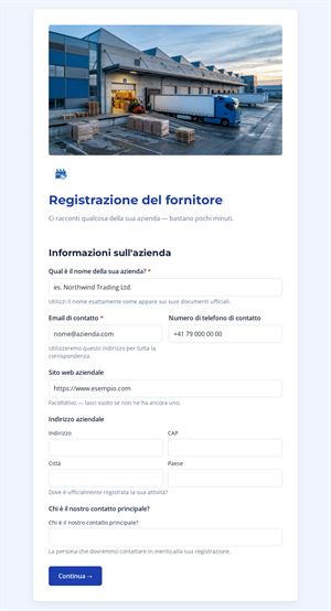 Modulo di Registrazione Fornitori