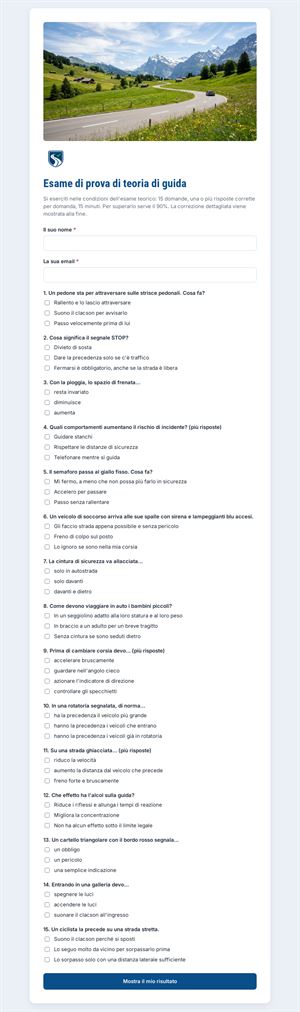 Esame di prova di teoria di guida
