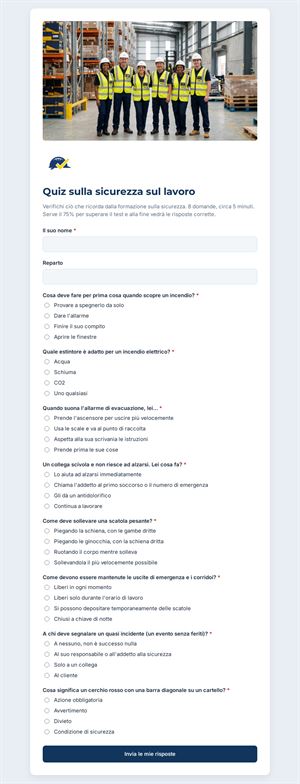 Quiz sulla sicurezza sul lavoro