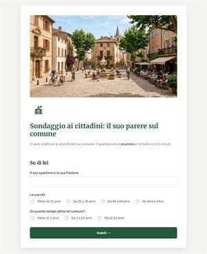 Sondaggio ai cittadini: il suo parere sul comune