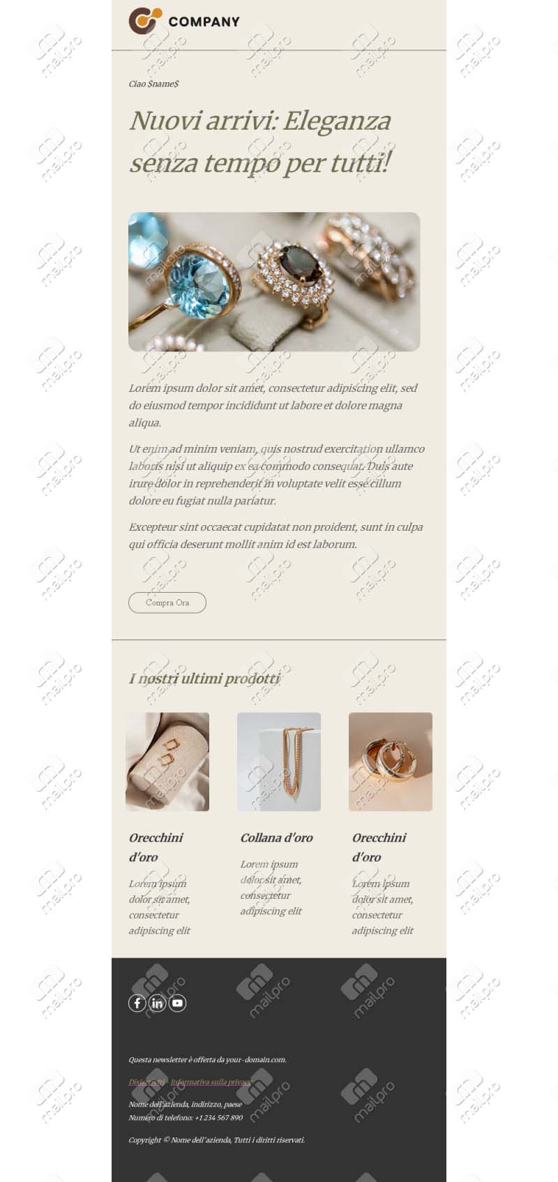 Modello Email Gioielli Elegante