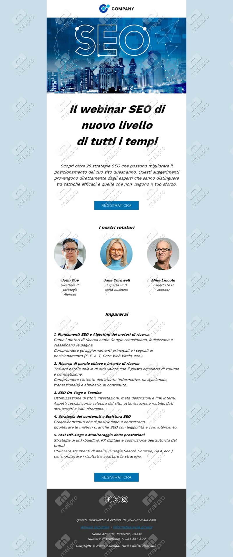 Template Email di Invito a Evento per Clienti