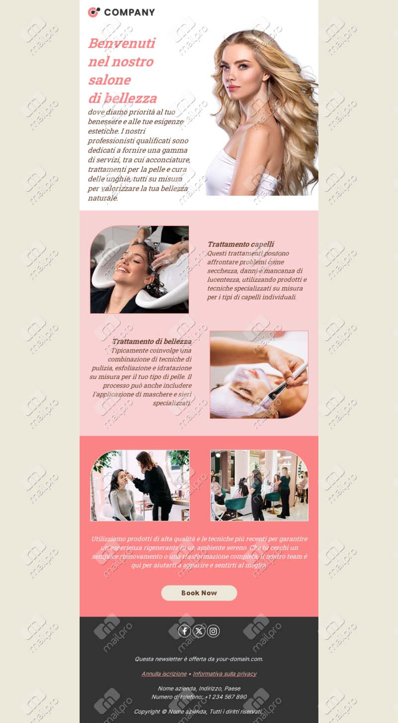 Template Email per Salone di Bellezza e Spa