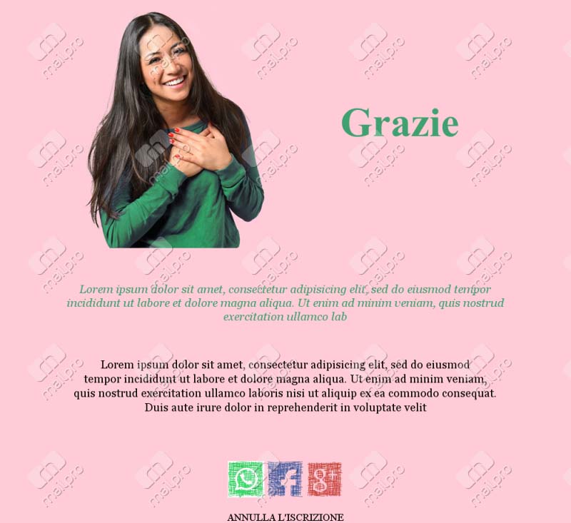 Modelli Email Grazie