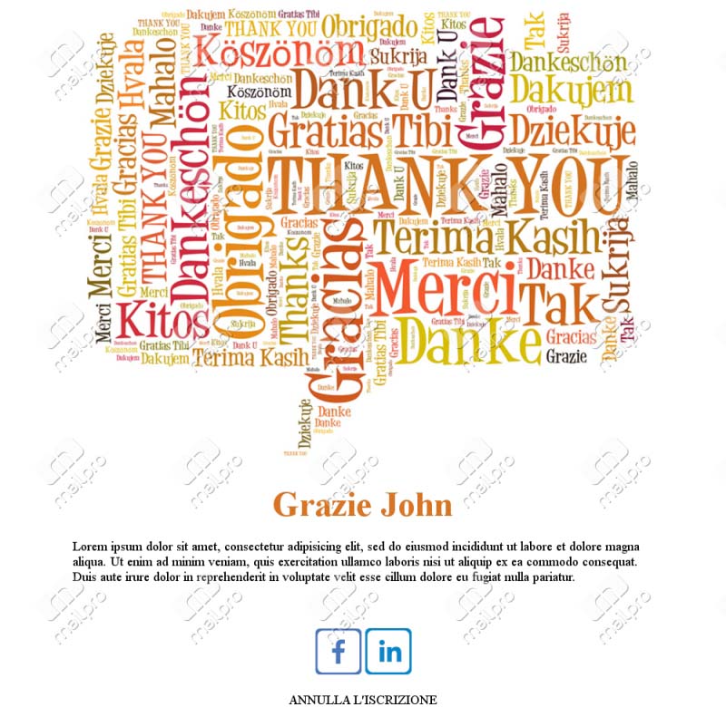 Email Template Grazie per Ordine