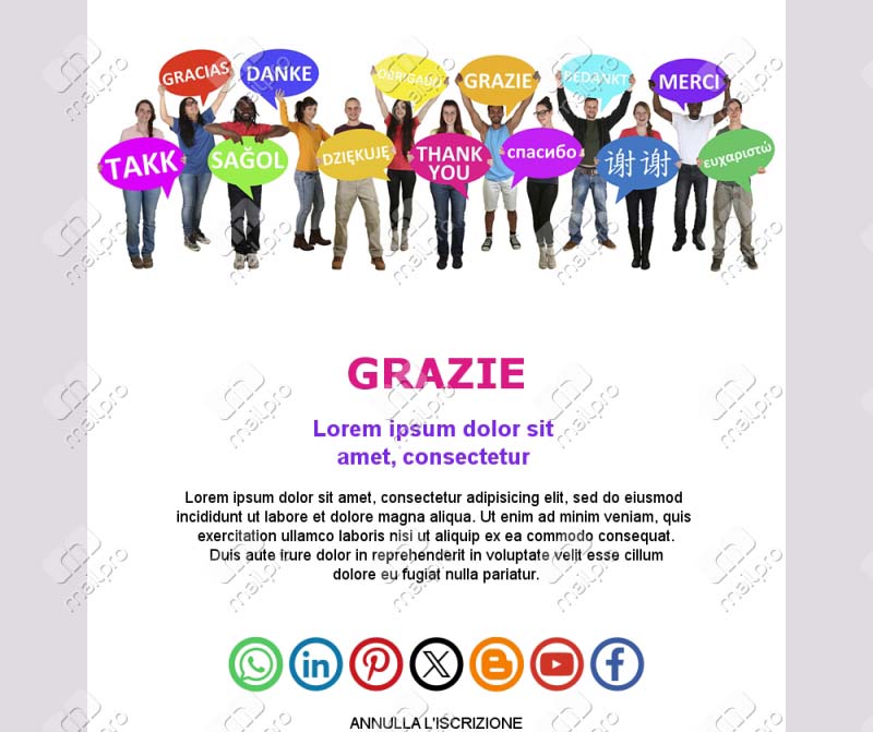 Template Email Messaggi Gratitudine