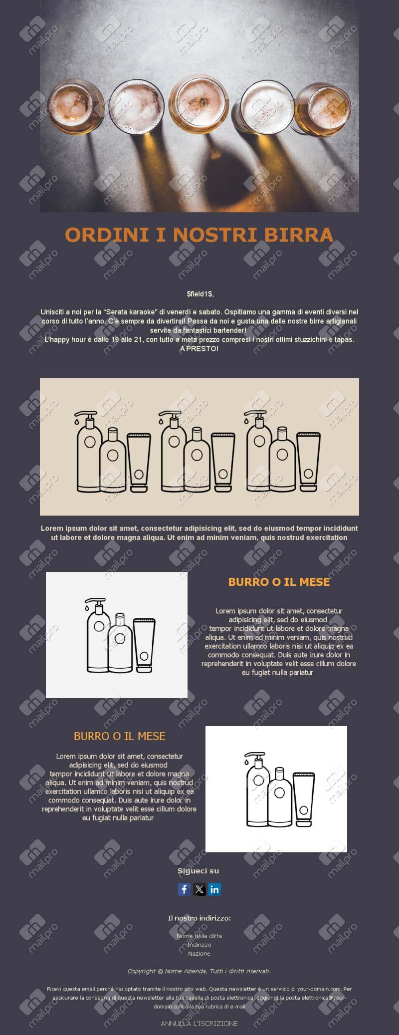 Template Email Serate Pub