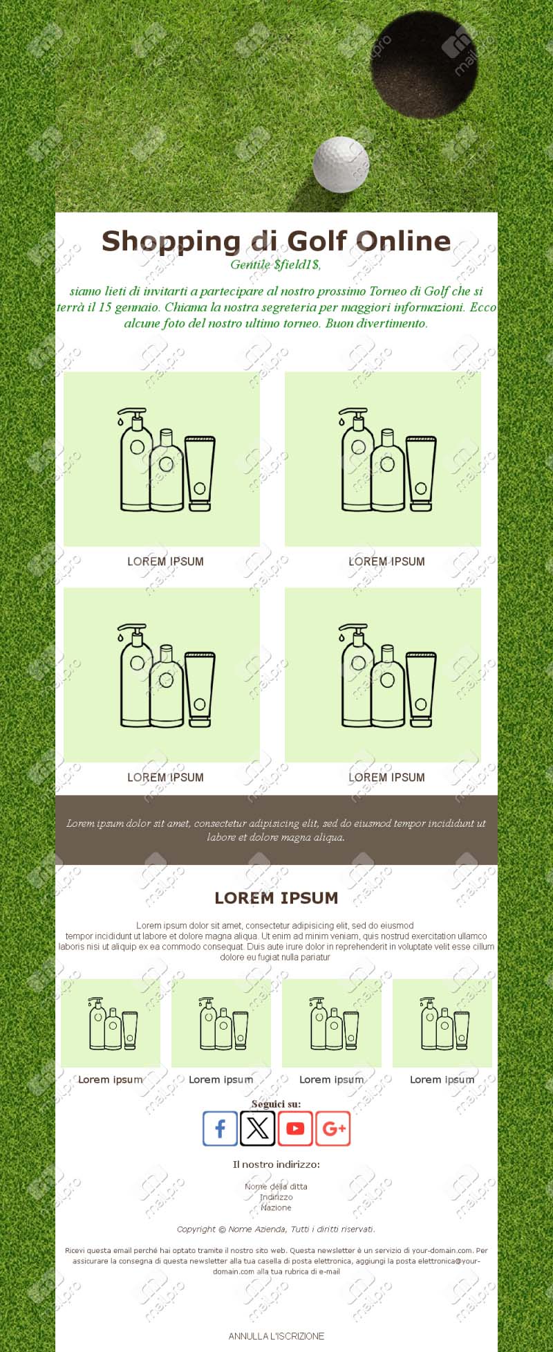 Template Email Gara di Club