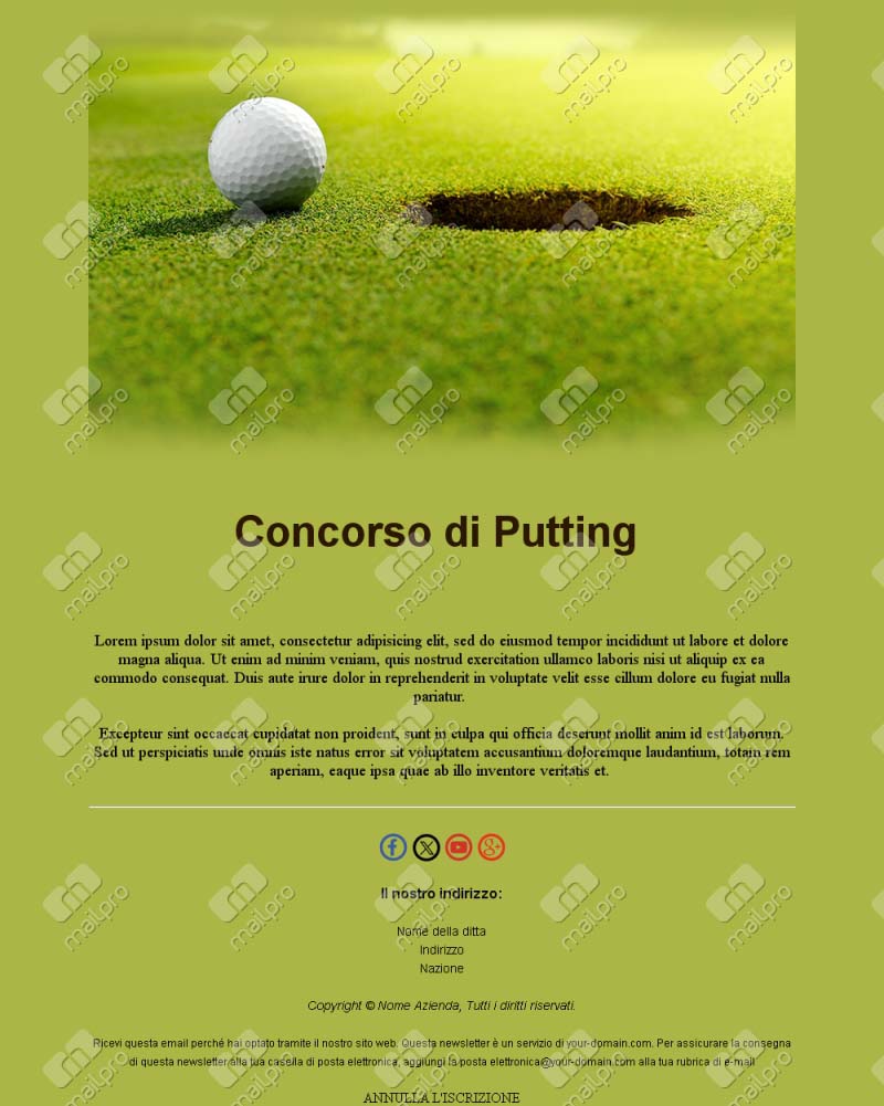 Template Email Offerte Golf