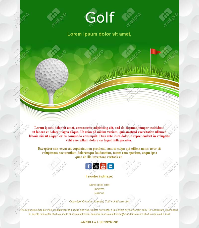 Template Email Scuola Golf