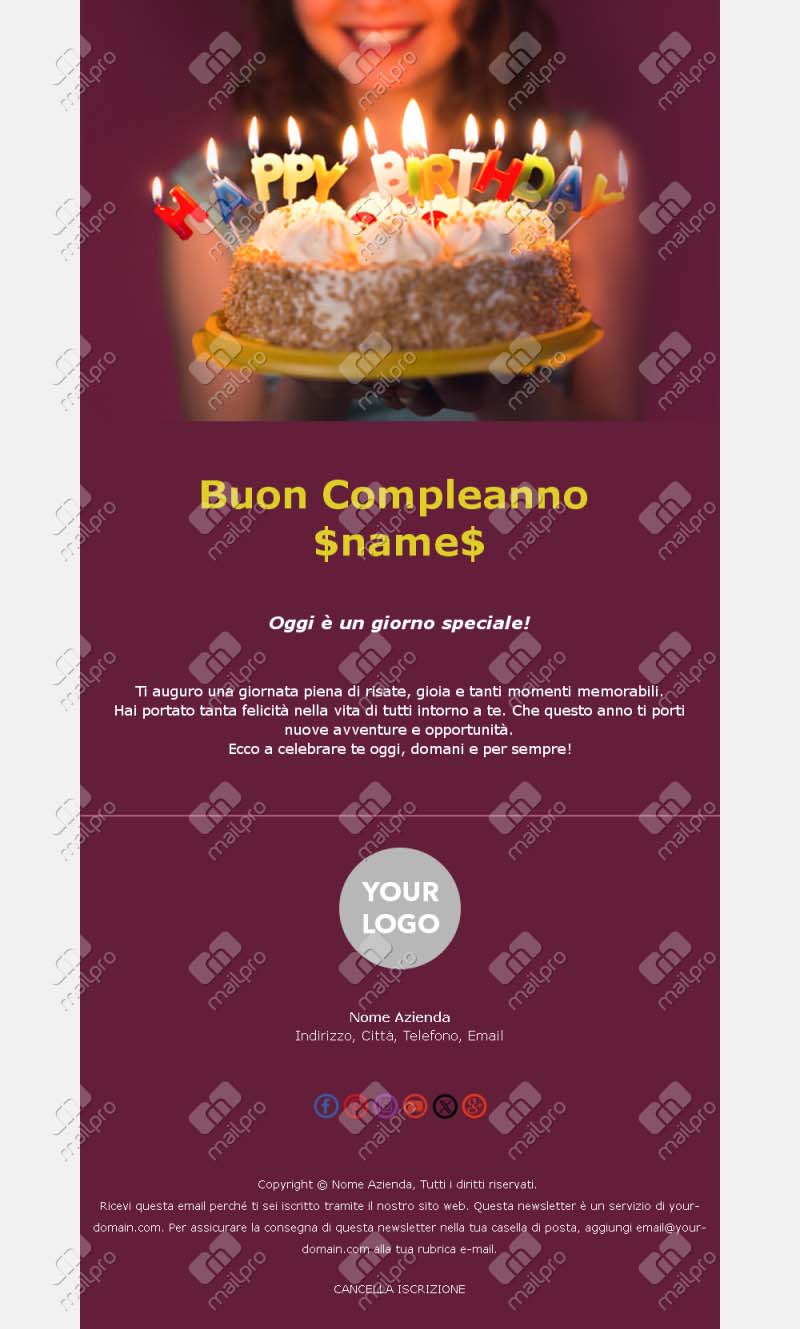 Template Email di Compleanno Semplice