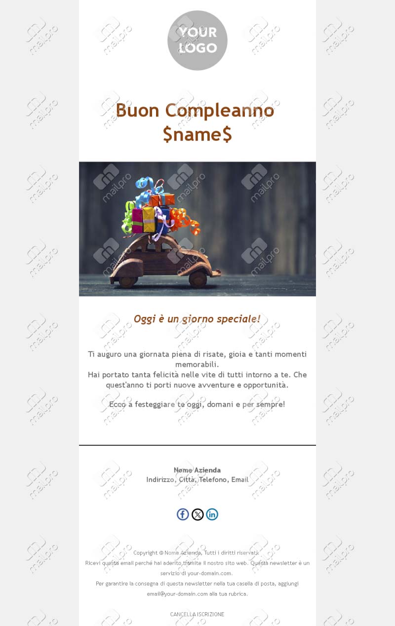 Idee di Template Email di Compleanno