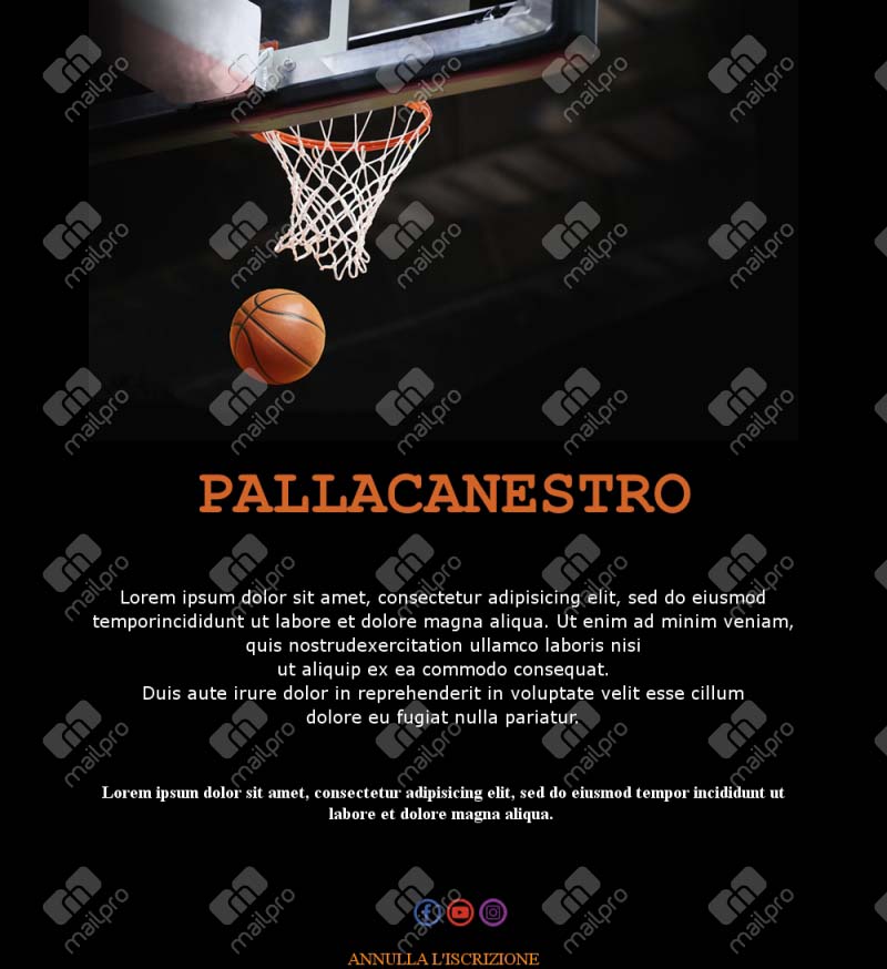 Template Email Calendario Basket