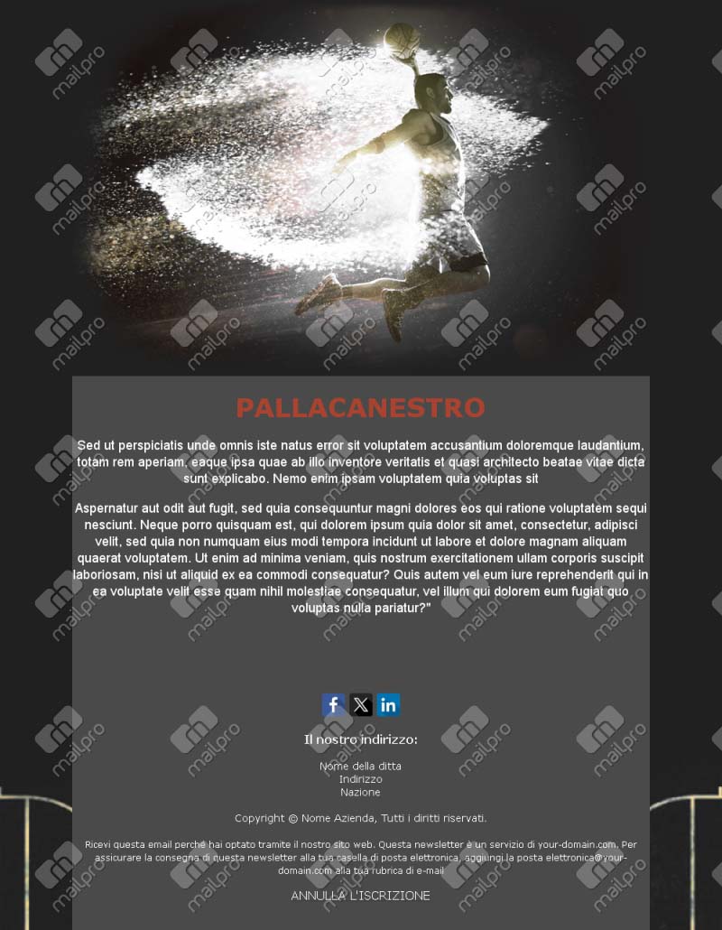 Template Email Allenamenti Basket