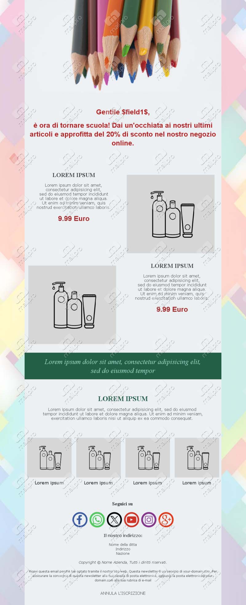 Template Email Aggiornamenti Lezioni	