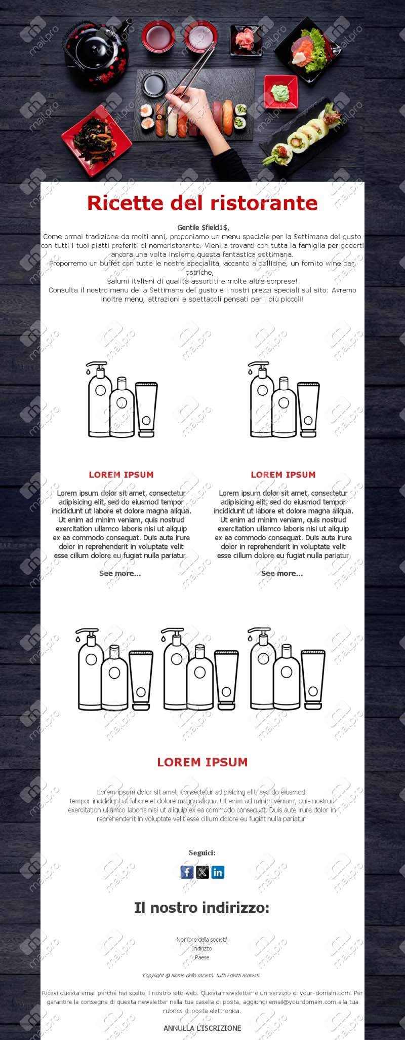 Email Consegna & Asporto