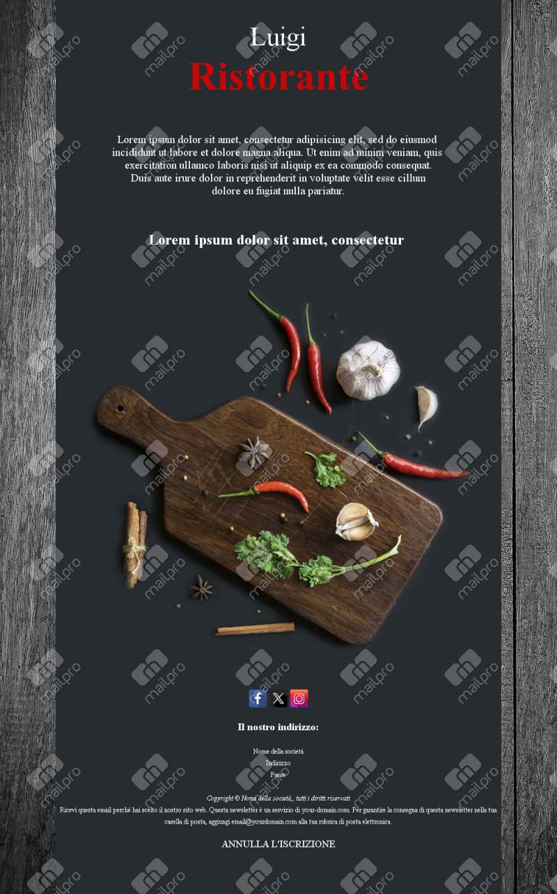 Email Apertura Ristorante
