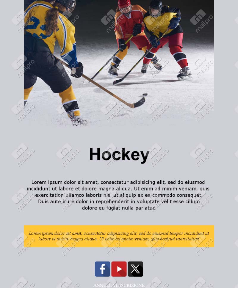 Template Email Eventi Palestra