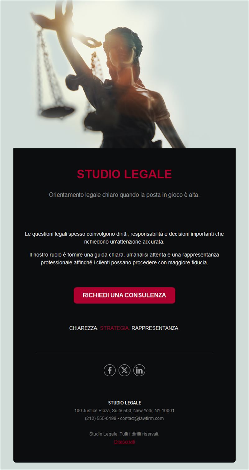 Email di studio legale nera e rossa