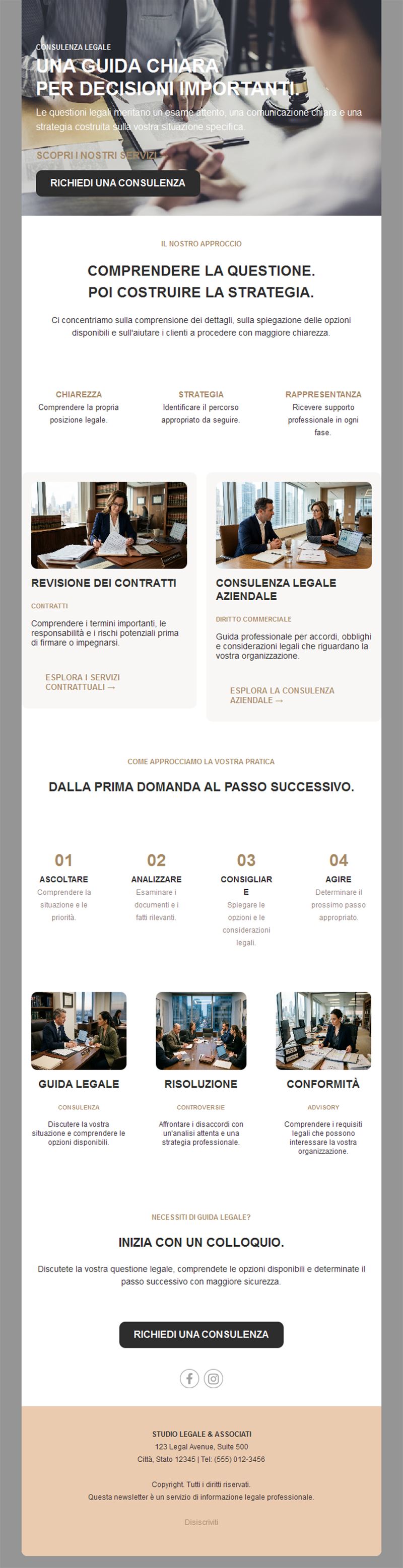 Newsletter servizi legali con percorso