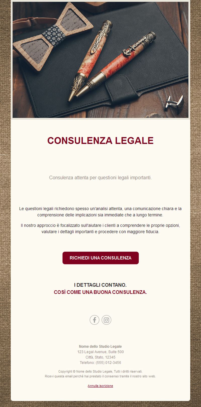 Email crema di consulenza legale