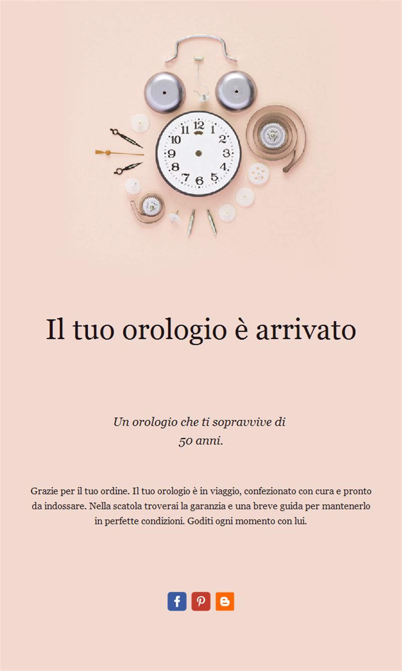 Email pastello di arrivo dell'orologio