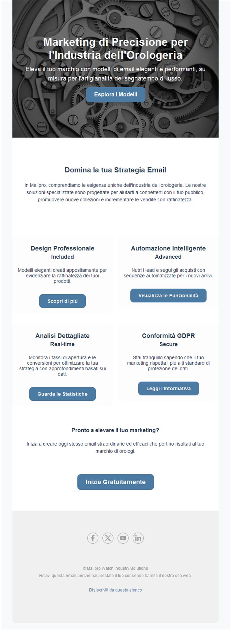 Email funzioni di marketing per orologeria