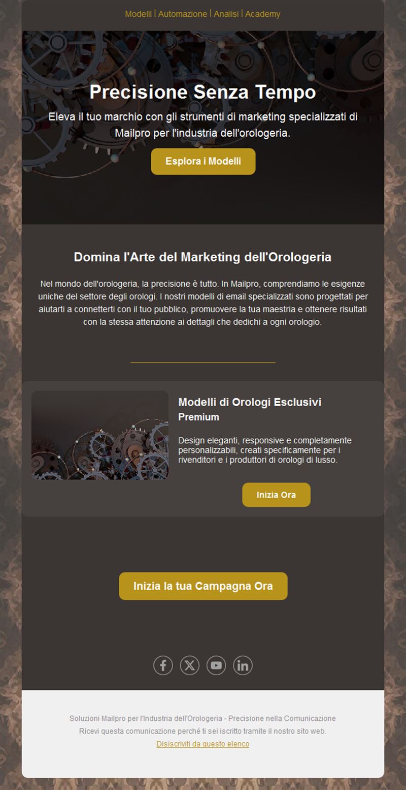 Email marketing orologi scura e dorata
