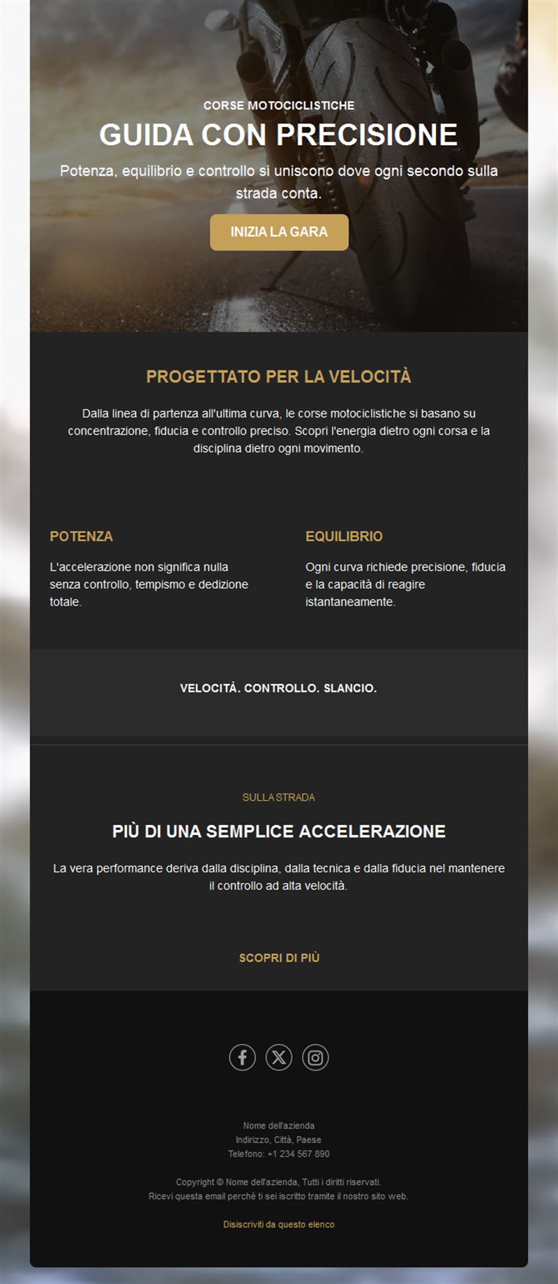 Newsletter di gare motociclistiche