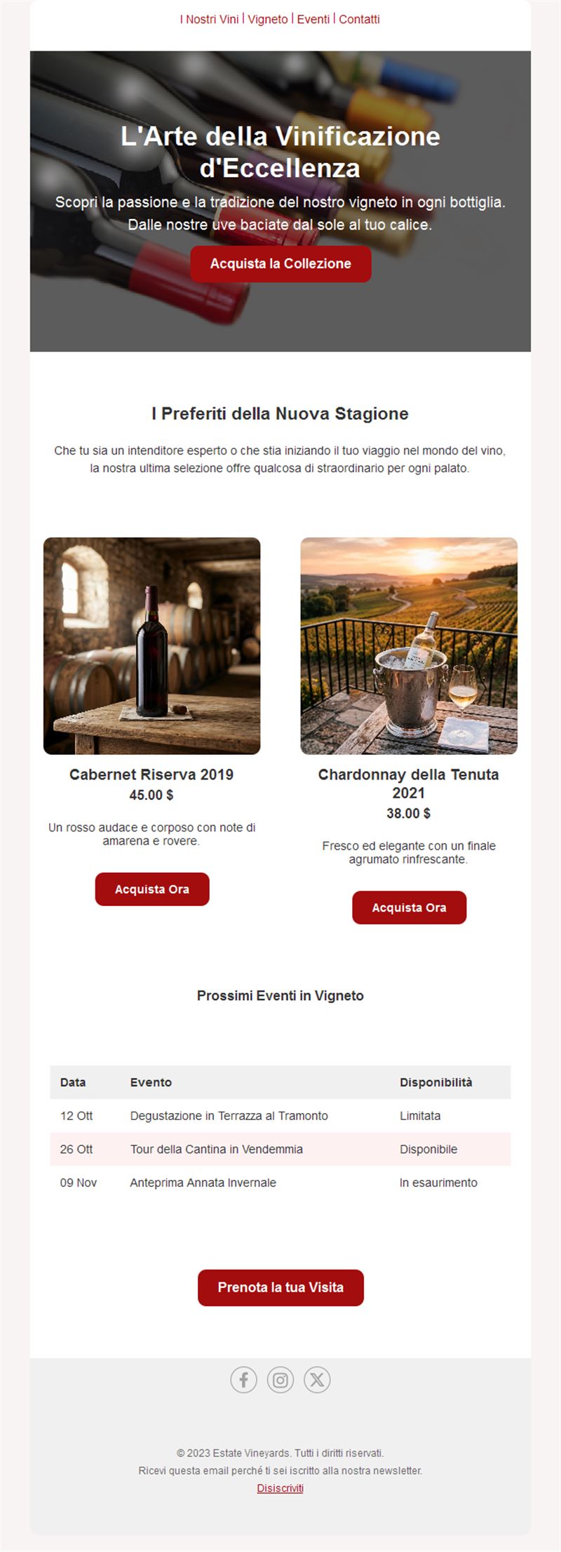 Vineyard Showcase Emails