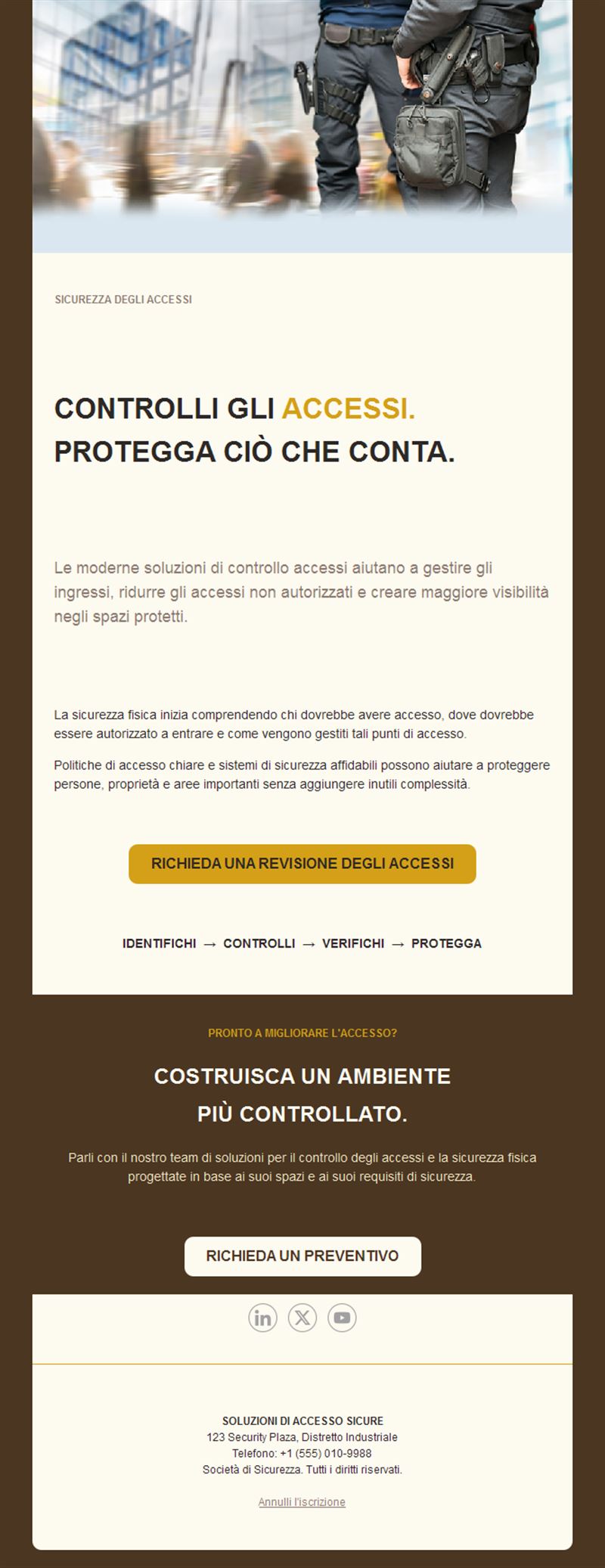 Email di controllo accessi in oro